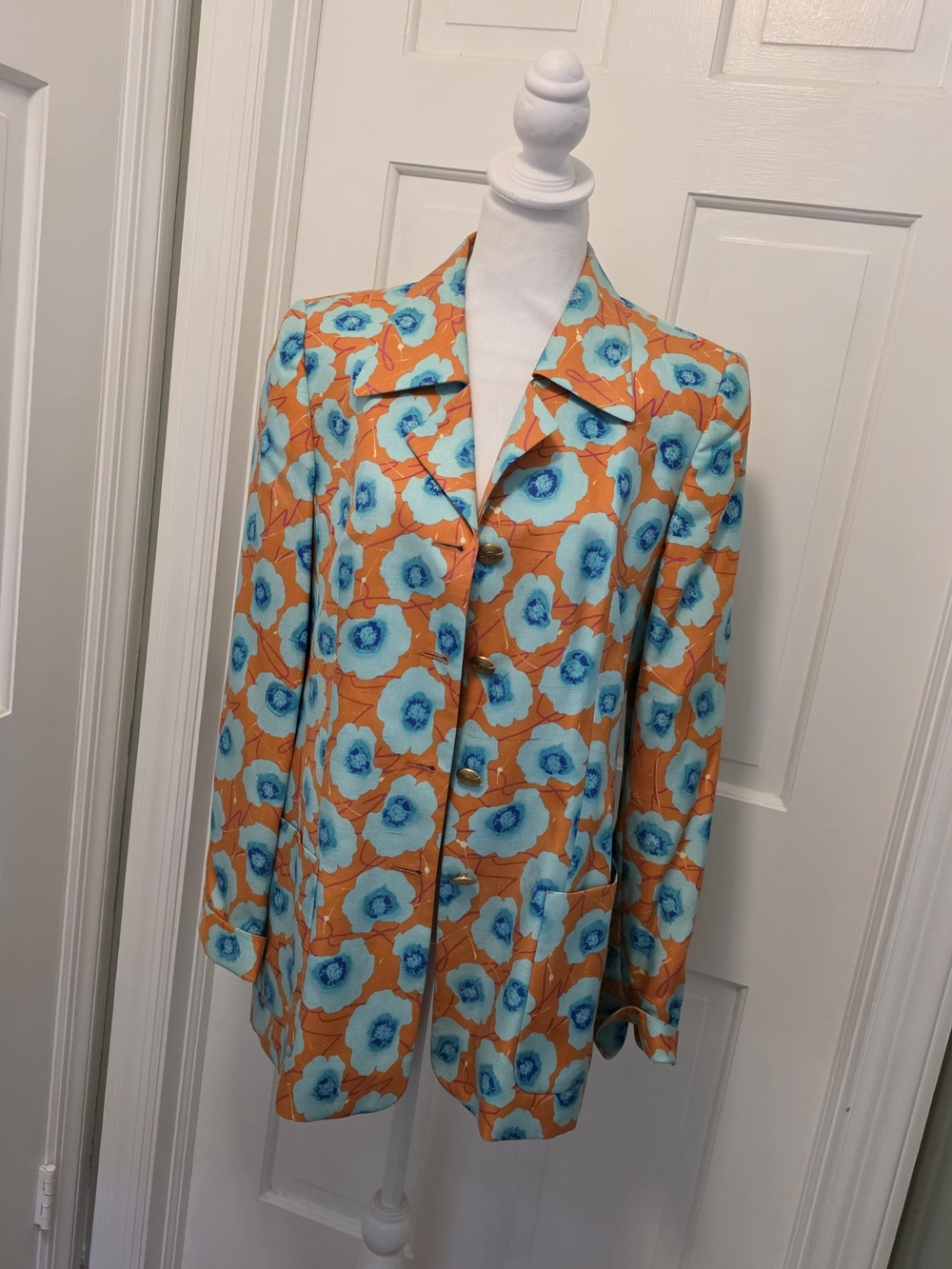 Floral Orange & Turquoise Blazer Jacket